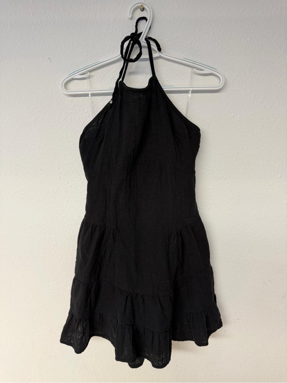 EARTHBOUND Black Halter Tiered Mini Dress